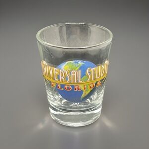 Universal Studios Florida Shot Glass Souvenir Clear Glass Globe Logo